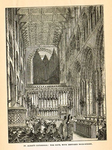 Our National Cathedrals - ST. ALBAN'S CATHEDRAL - Wood Engraving - 1887