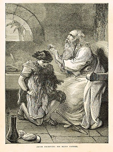 Buel's Beautiful Story - "JACOB DECEIVING HIS BLIND FATHER" - Woodcut - 1887