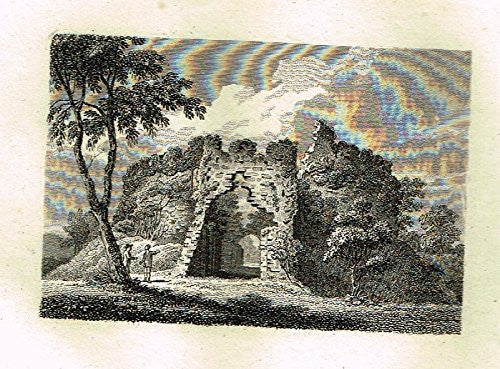 Miniature Topographical Views - "RESTORNAL CASTLE, CORNWALL" - Copper Engraving - 1808