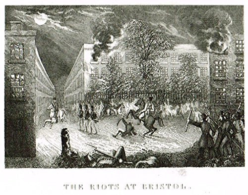Miniature History of England - THE RIOTS AT BRISTOL - Copper Engraving - 1812