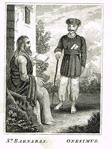 Miller's Scripture History - "ST. BARNABAS & ONESIMUS" - Small Religious Copper Engraving - 1839