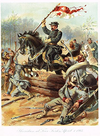 Ogden's History -Civil War - SHERIDAN AT FIVE FORKS, 1865 - Chromolithograph - 1899