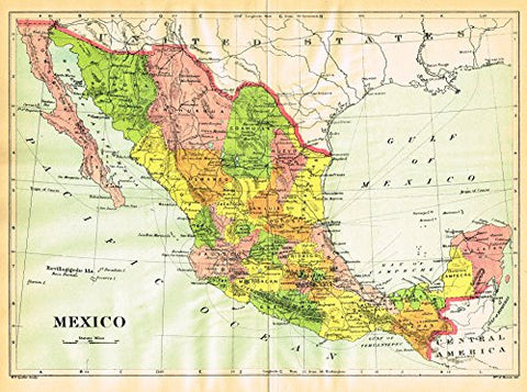 Johnson's Universal Cyclopaedia - MEXICO - Chromolithograph - 1895