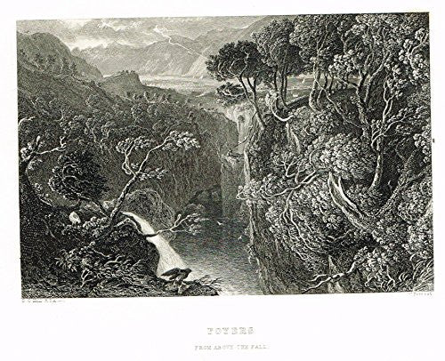 Scotish Robert Burns Topographicals - "FOYERS - ABOVE THE FALL" - Steel Engraving - 1875