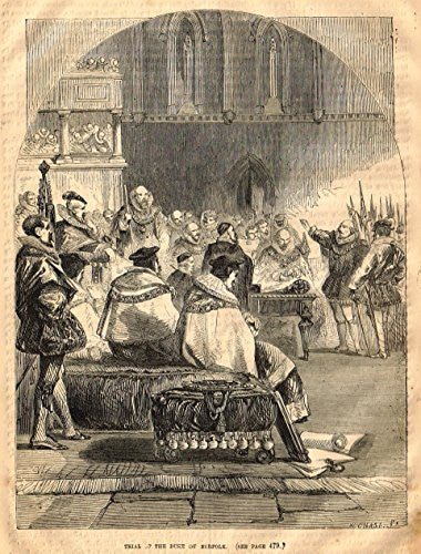 Cassell's English History - TRIAL OF THE DUKE OF NORFOLK - Engraving - 1857