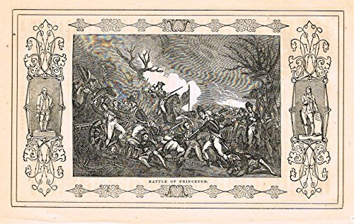 Frost's 'The American Generals' - "BATTLE OF PRINCETON" - Woodcut - 1848