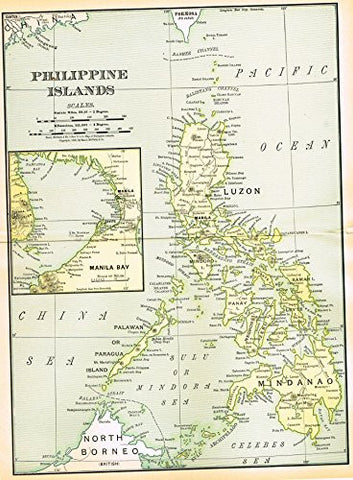 History of Our Country - Map - PHILIPPINE ISLANDS - Chromolithograph - 1899