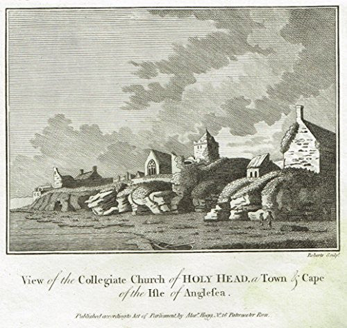 Grose's Antiquities of England - "COLLEGIATE CHURCH OF HOLY HEAD" - Copper Engraving - c1885
