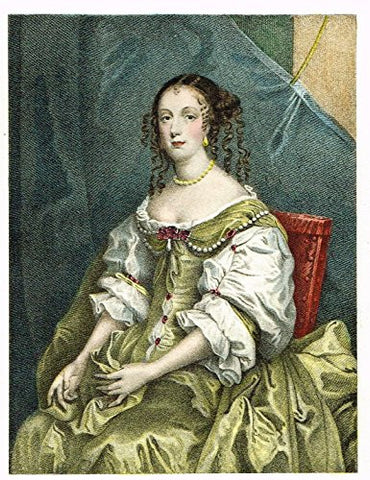 Colored Lithograph - CATHARINE OF BRAGANZA by LELY - c1895