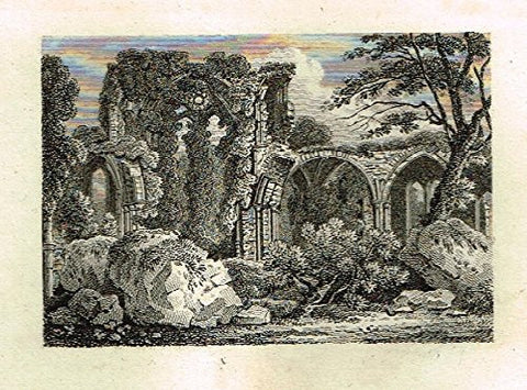 Miniature Topographical Views - "NETLAY ABBEY, HAUNTS" - Copper Engraving - 1808