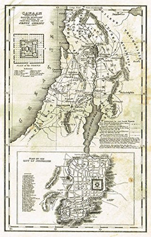 Religious Map - "CANAAN ADAPTED TO THE GOSPEL HISTORY" - Copper Engraving - c1820