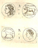 RARE PRINT - SICILIAN COINS by Maier -1697- DI FINTIA" - Copper Engraving