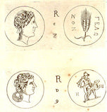 RARE PRINT - SICILIAN COINS by Maier -1697- "DI GELONE" - Copper Engraving