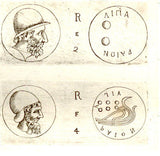 RARE PRINT - SICILIAN COINS by Maier -1697- "D HIPPARI" Copper Engraving