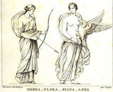 1854 "MEDIA-FLORA-DIANA" - Roman Mythology by Pistolesi - Sandtique-Rare-Prints and Maps