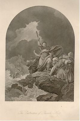 "DESTRUCTION OF PHAROH" by Eadie -1875 -Steel Engraving