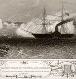England's Battles by Williams -1860- HECLA & ARROGANT - Engraving