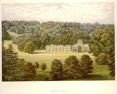 Morris's Seats, British Castles - 1866 - MILTON ABBEY - Chromolithograph