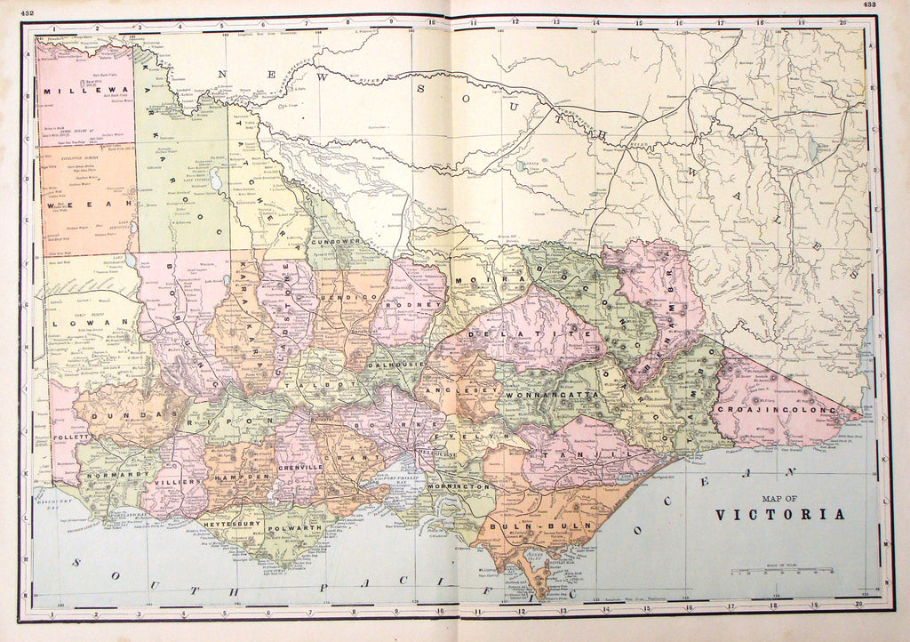 Antique Map - "MAP OF VICTORIA (AUSTRALIA)" by Unknown - Chromolithograph - c1895
