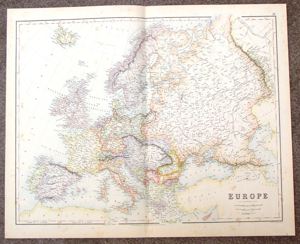 Antique Map - "EUROPE" by Swanson - Hand-Colored Steel Engraving - 1860