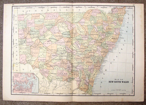 Antique Map - "MAP OF NEW SOUTH WALES (AUSTRALIA)" by Unknown - Chromolithograph - c1895