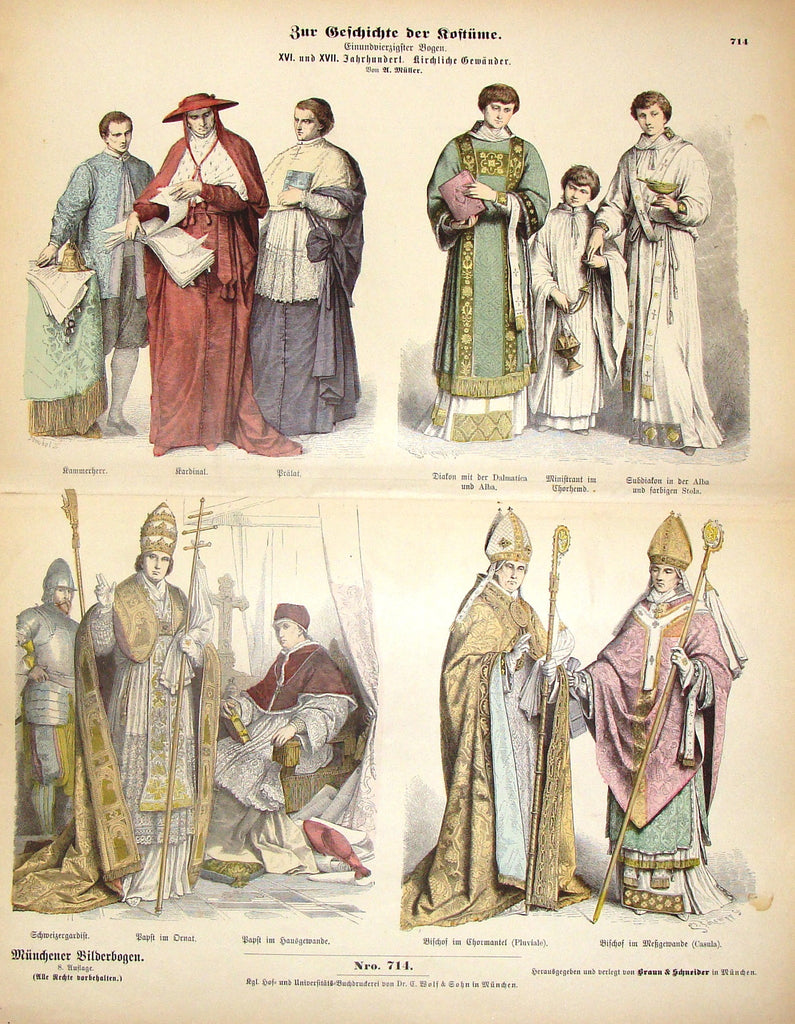 Braun & Schneider's Costumes - "SWISS CLERGY  (Number 714)" - Chromo Lithograph - 1861