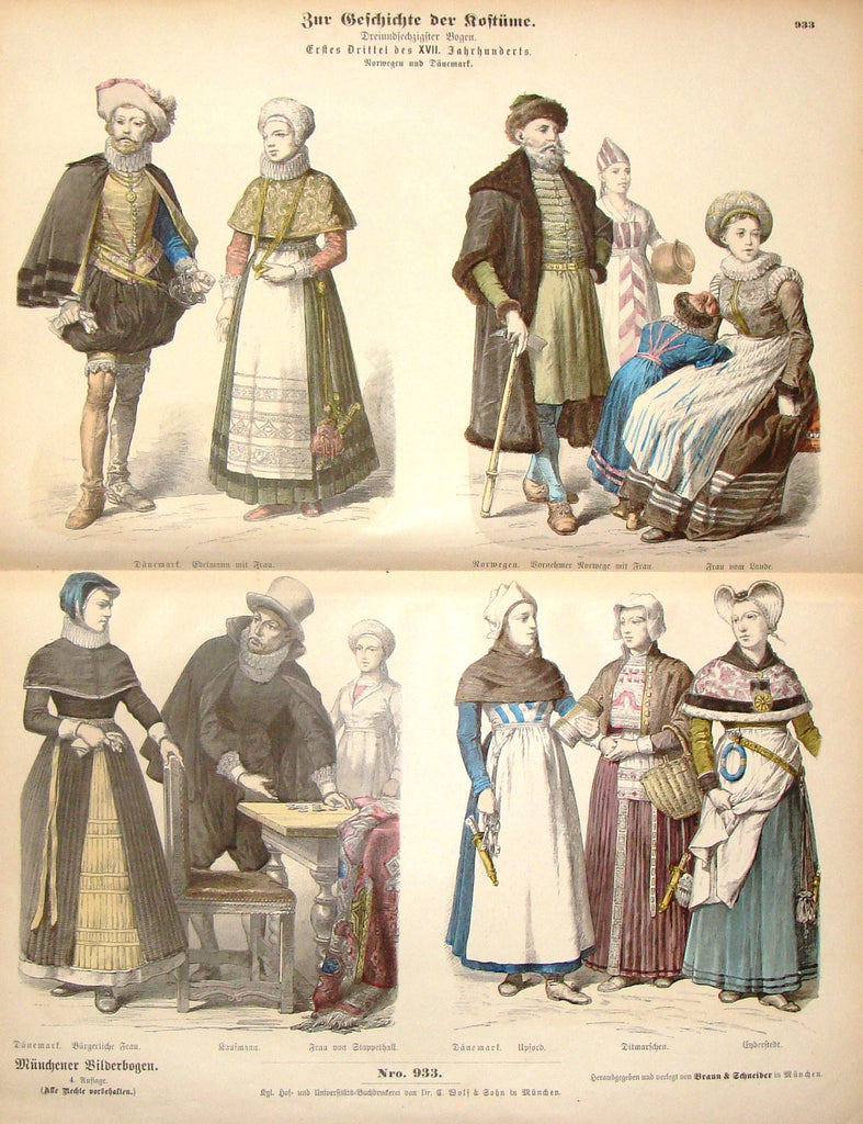 Braun & Schneider's Costumes - "NORWAY  (Number 933)" - Chromo Lithograph - 1861