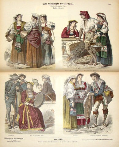 Braun & Schneider's Costumes - "ITALY (Number 866)" - Chromo Lithograph - 1861