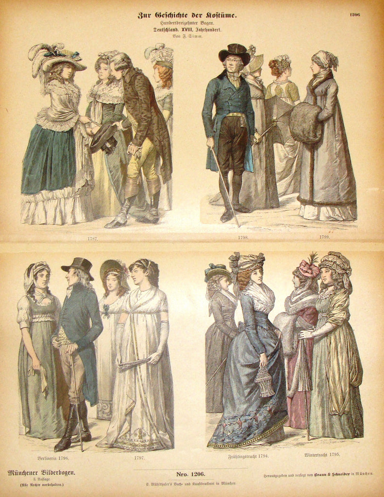Braun & Schneider's Costumes - "GERMANY (Number 1206)" - Chromo Lithograph - 1861