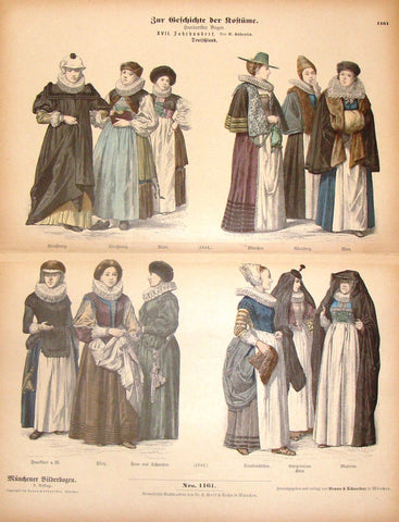Braun & Schneider's Costumes - "GERMANY (Number 1161)" - Chromo Lithograph - 1861