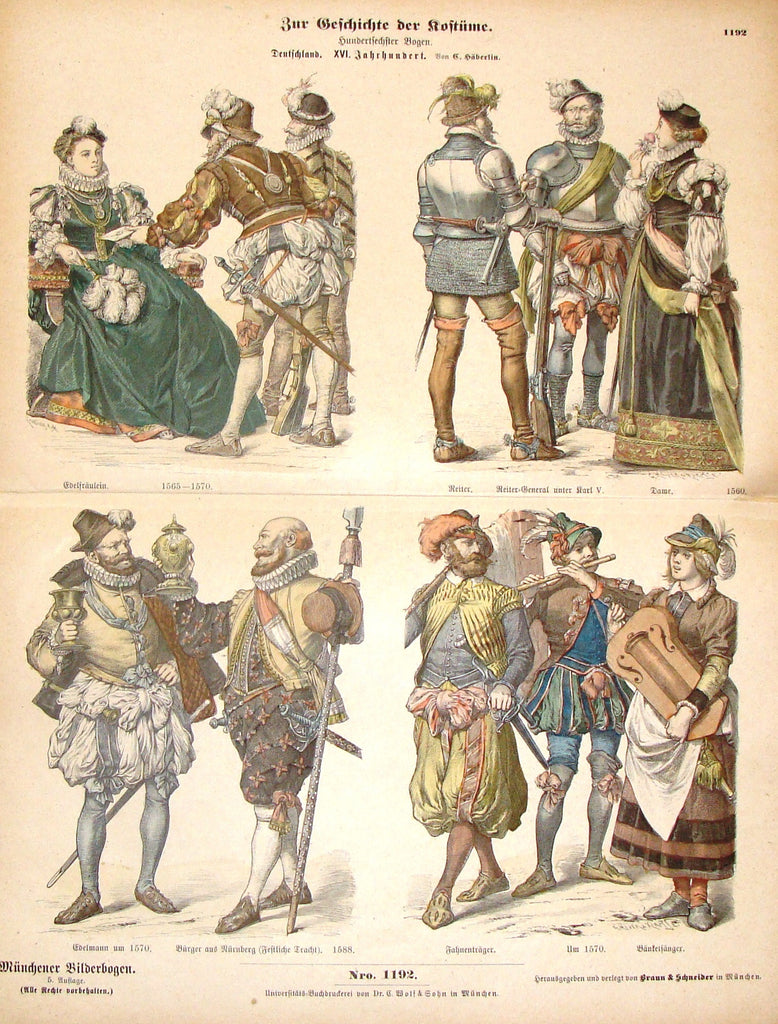 Braun & Schneider's Costumes - "GERMANY (Number 1192)" - Chromo Lithograph - 1861
