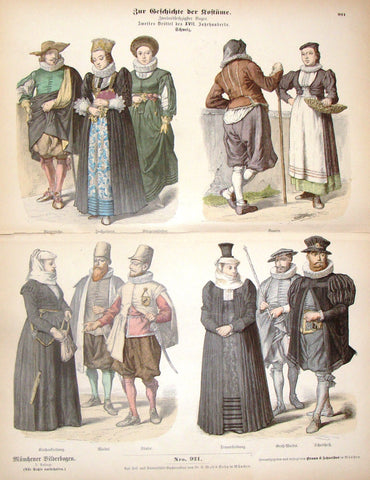 Braun & Schneider's Costumes - "SWITZERLAND (Number 921)" - Chromo Lithograph - 1861