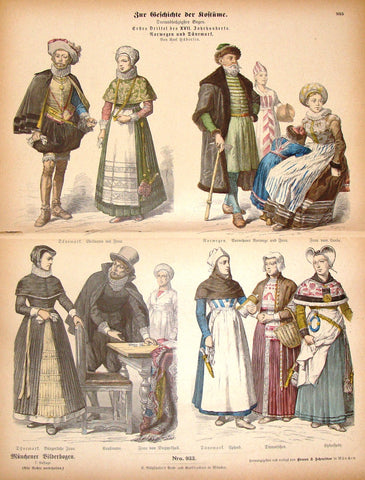 Braun & Schneider's Costumes - "NORWEGEN (Number 933)" - Chromo Lithograph - 1861