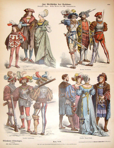 Braun & Schneider's Costumes - "DEUTCHE BURGER (Number 818)" - Chromo Lithograph - 1861