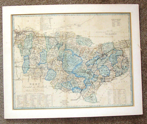 Antique Map - "KENT DIVIDED INTO HUNDREDS" by Darton & Co. - Chromolithograph - c1880