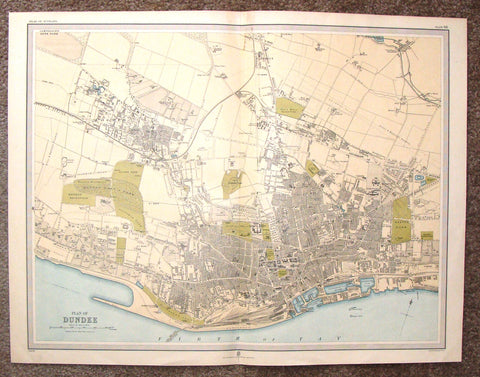 Antique Map - "PLAN OF DUNDEE" by Bartholomew - Chromolithograph - c1875