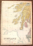 Antique Map - "SCOTLAND - LARGE FOUR PAGE MAP" by Bacon - Chromolithograph - c1881