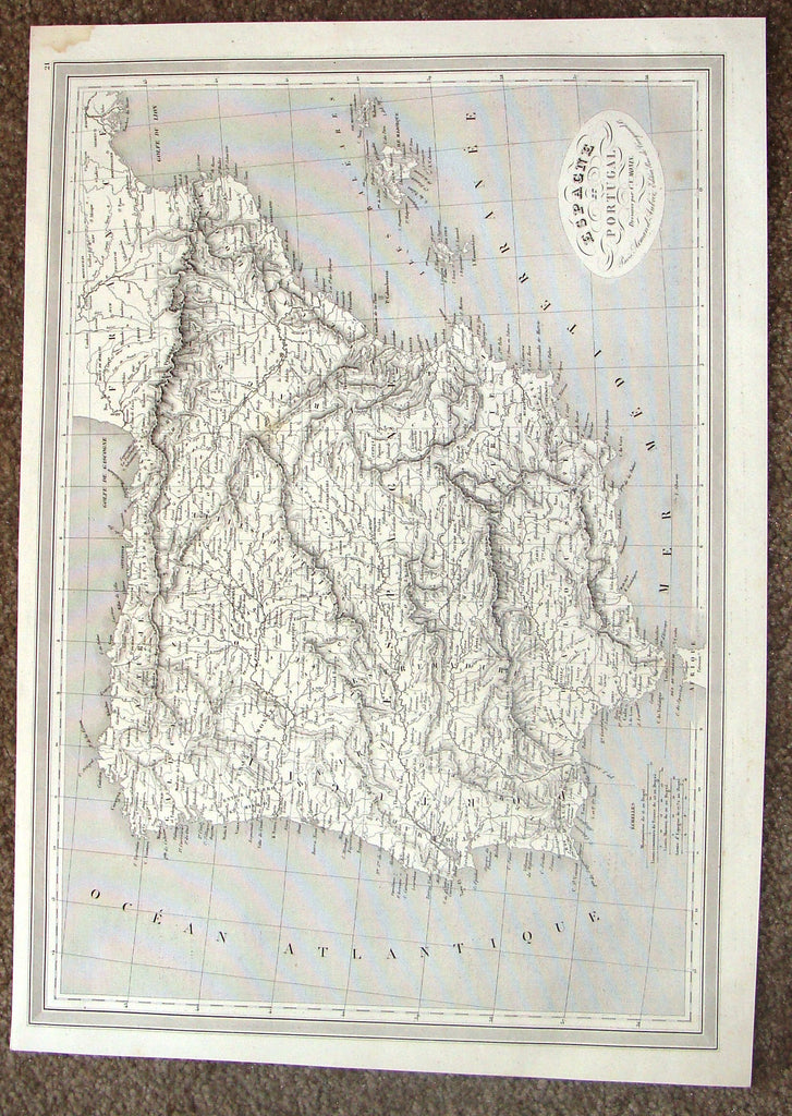 Antique Map - "ESPAGNE ET PORTUGAL" by Monin - Steel Engraving - 1837