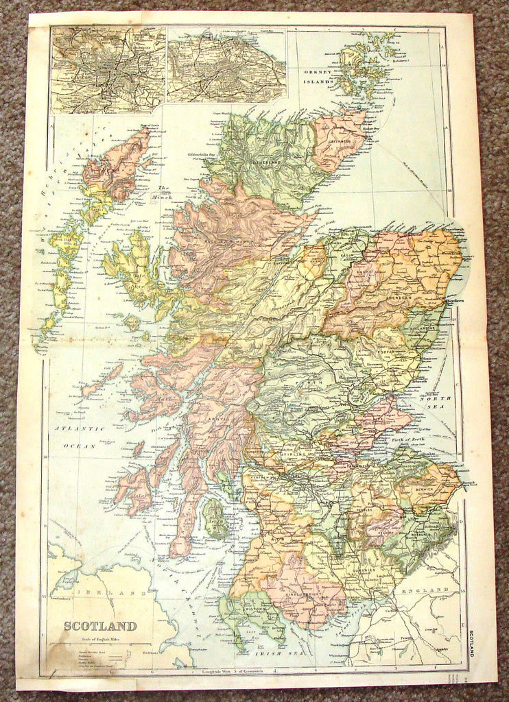 Antique Map - "SCOTLAND" by Weller - Chromolithograph - 1862