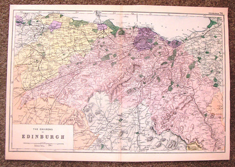 Antique Map - "THE ENVIRONS OF EDINBURGH" by Weller - Chromolithograph - 1862