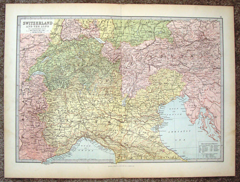 Antique Map - "SWITZERLAND AND THE ALPS" by Bartholomew - Chromolithograph - c1875