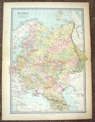 Antique Map - "RUSSIA" by Bartholomew - Chromolithograph - c1875