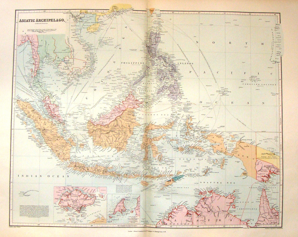 Antique Map - "ASIATIC ARCHIPELAGO" by Stanford - Large Chromolithograph - 1896