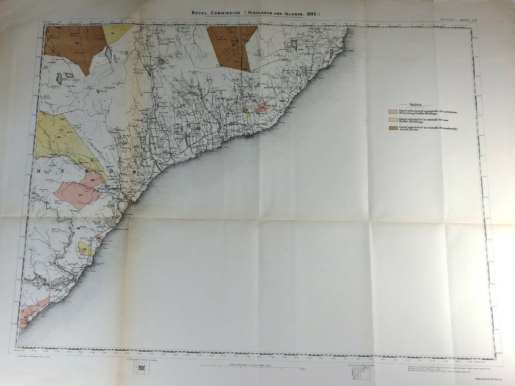 Deer Forest Commission Map - Scotland - "LATHERON" - SHEET 110" - Chromo - 1892
