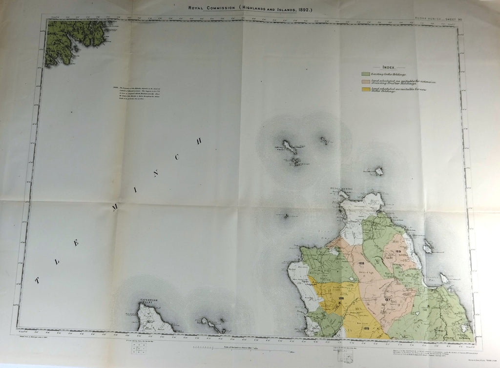 Deer Forest Commission Map - Scotland - "RUDHA HUNISH" - SHEET 64" - Chromo - 1892
