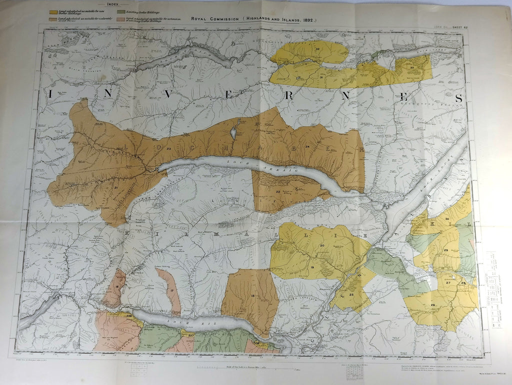 Deer Forest Commission Map - Scotland - "LOCH EIL - SHEET 62" - Chromo - 1892