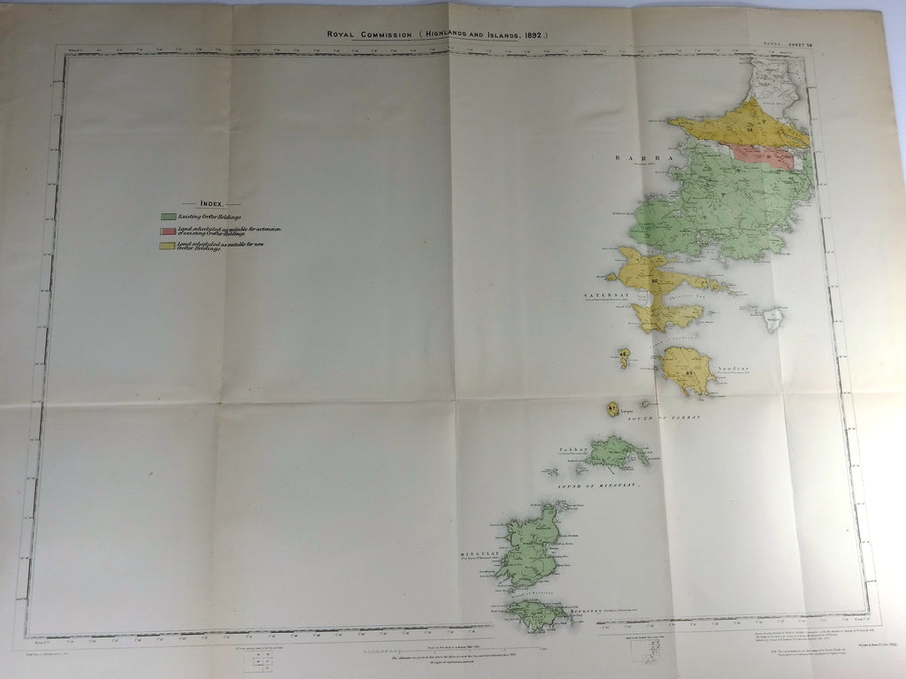 Deer Forest Commission Map - Scotland - "BARRA - SHEET 58" - Chromo - 1892