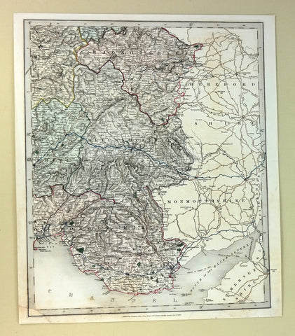 Antique Map - "GLAMORGANSHIRE & BRECKNOCKSHIRE  - H/C/ Eng.  - 1836