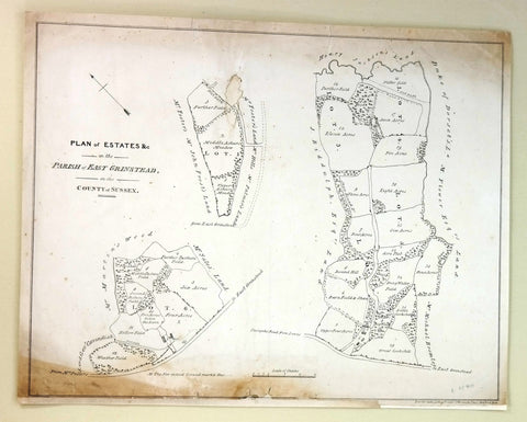 Antique Map - "ESTATES in the PARRISH of EAST GRINSTEAD"  - Engraving - c1840