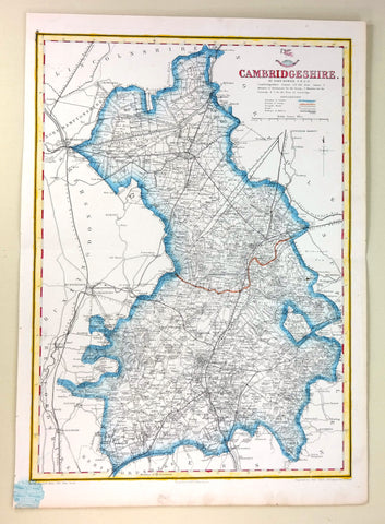 Weekly Dispatch Map - "CAMBRIDGESHIRE"  - Hand Coloured - c1863